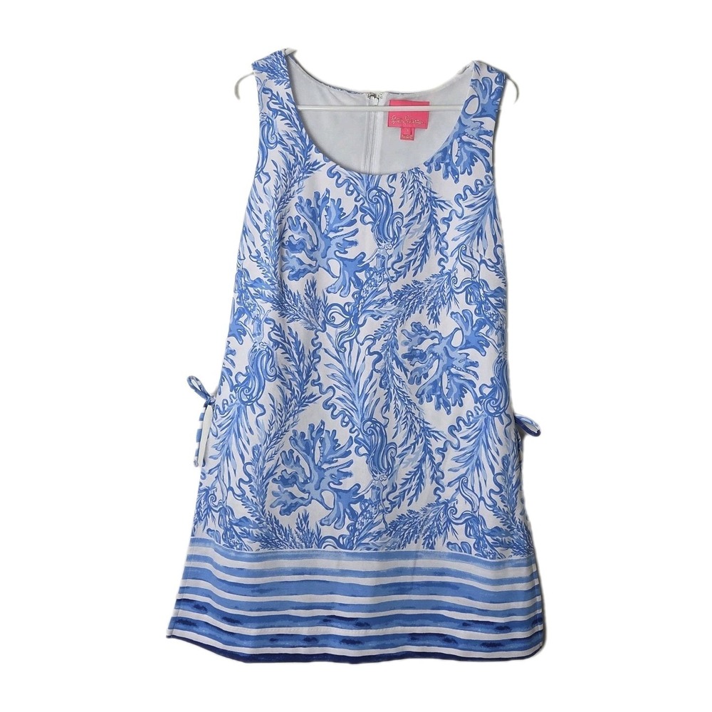 Lilly Pulitzer Sammi Romper Dress Aqua Lounge Skort Resort White Blue 6 Tie Side